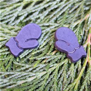 Christmas Button - Pair Mittens Navy